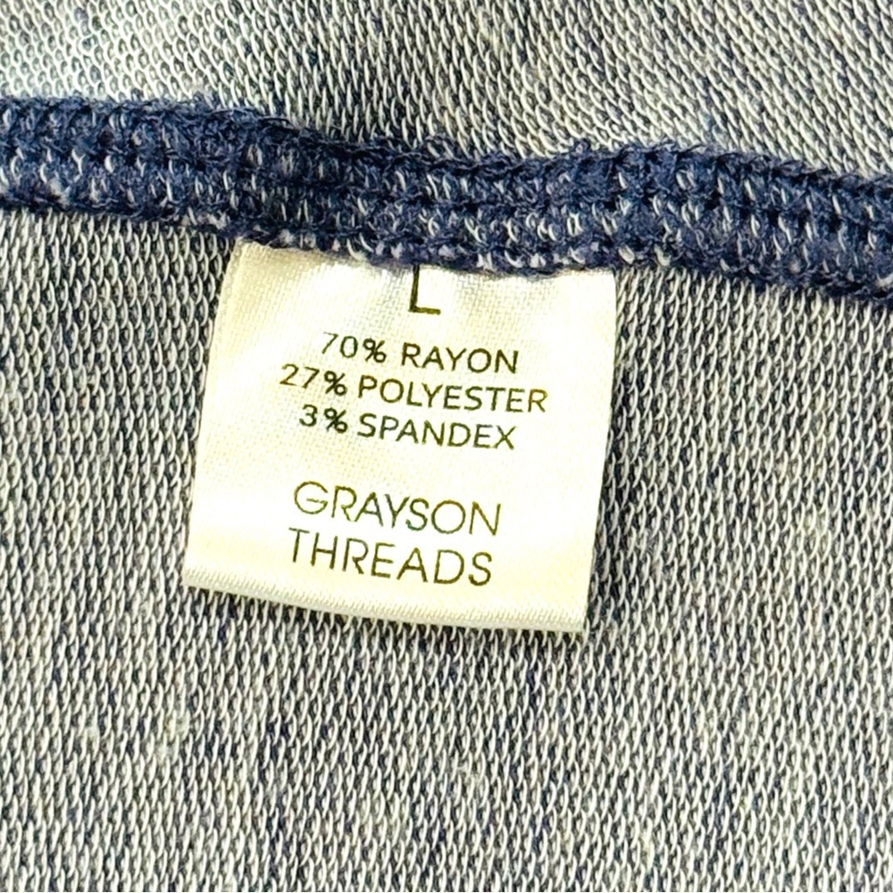 NWOT Grayson Threads Sz L "Stay Golden" L/S Raw Seams Tunic Rayon-Poly-Spandex - Picture 6 of 6